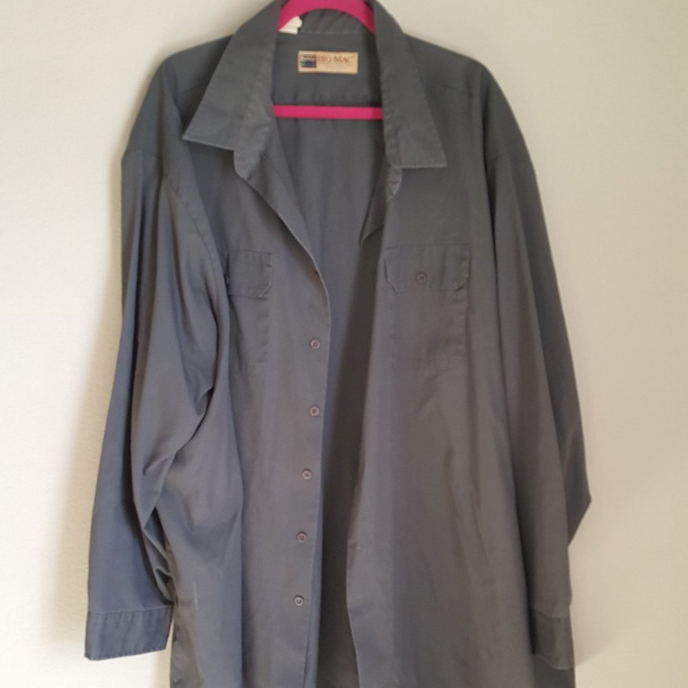 BIG MAC Men's Shirt 5XL GRAY Long Sleeve Casual Retro Rockabilly Bowling WORK